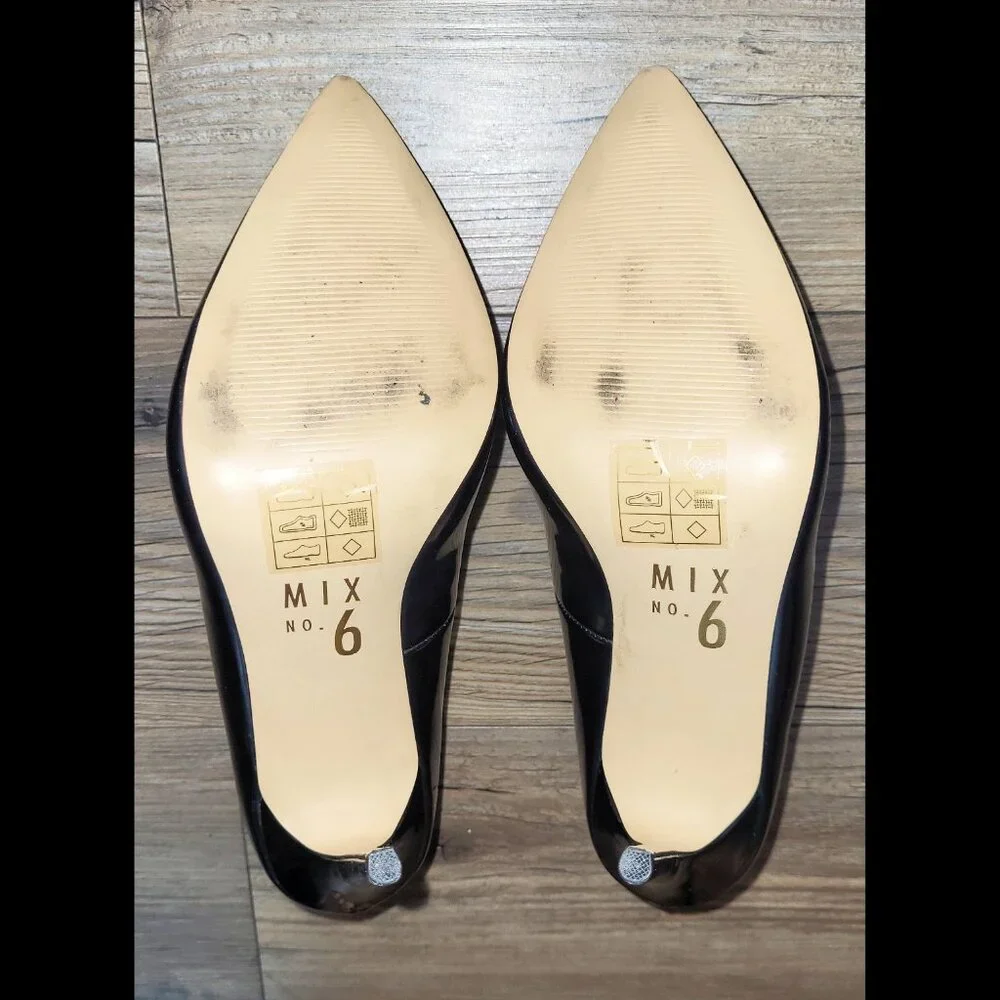 Used Women's DSW Mix No. 6 Dignity US9 Pointed Toe Black Patent Pumps 4.25" heel - Picture 10 of 14